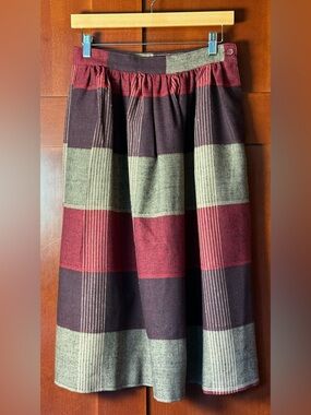 80’s Vintage Mazurka Wool Blend Cottagecore A-Line Plaid Midi Skirt